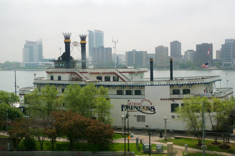 The Detroit Princess docked along the Detroit River in the downtown area.