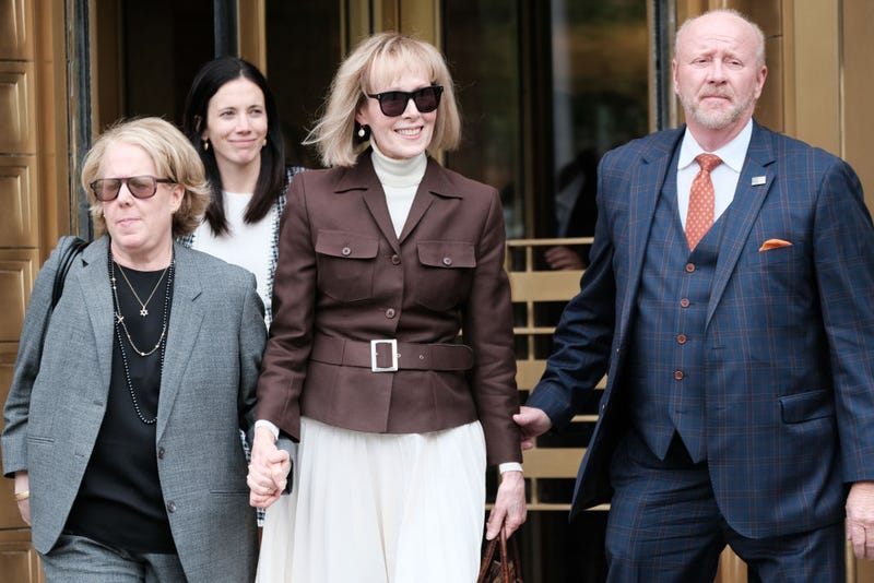 Writer E. Jean Carroll leaves a Manhattan court house after a jury found former President Donald Trump liable for sexually abusing her in a Manhattan department store in the 1990's on May 09, 2023 in New York City.