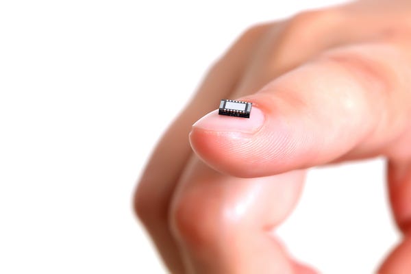 Microchip on a fingernail