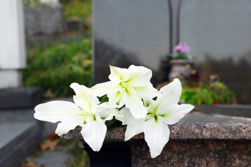 Flowers on a tombstone