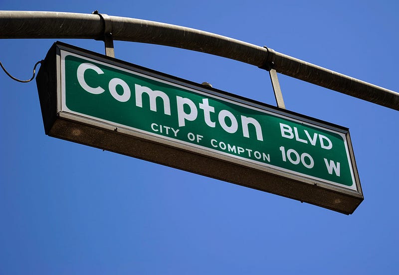 Astreet sign in the City of Compton on July 19, 2012 in Compton, California.