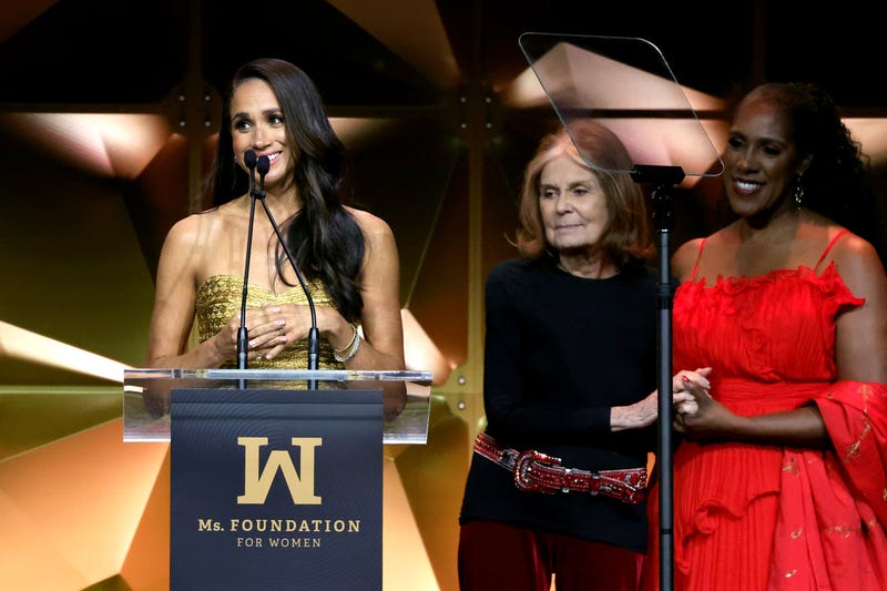 Woman of Vision Meghan, The Duchess of Sussex speaks onstage with Gloria Steinem and Teresa Younger during the Ms. Foundation Women of Vision Awards: Celebrating Generations of Progress & Power at Ziegfeld Ballroom on May 16, 2023 in New York City.