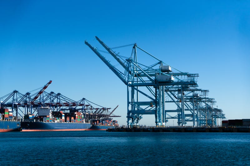 cargo ships in the port of Los Angeles