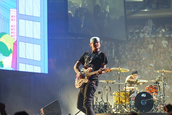 NEW YORK, NEW YORK - MAY 19: Tom DeLonge of Blink-182 performs onstage at Madison Square Garden on May 19, 2023 in New York City. 