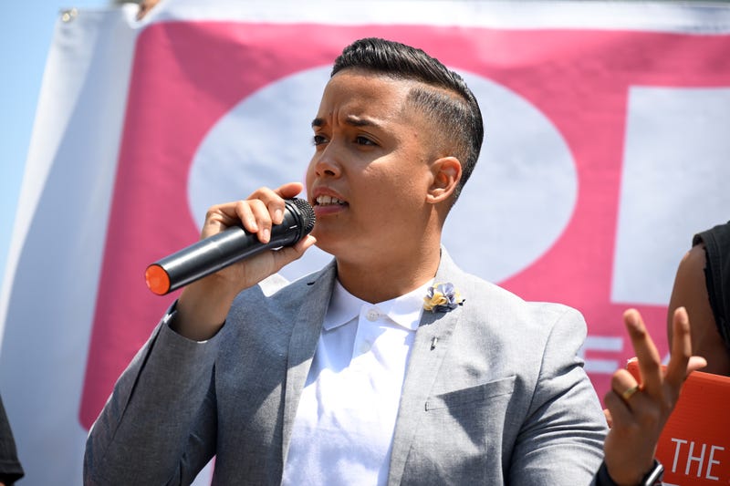 Chicago Alderperson Jessie Fuentes speaks at a rally in 2023.