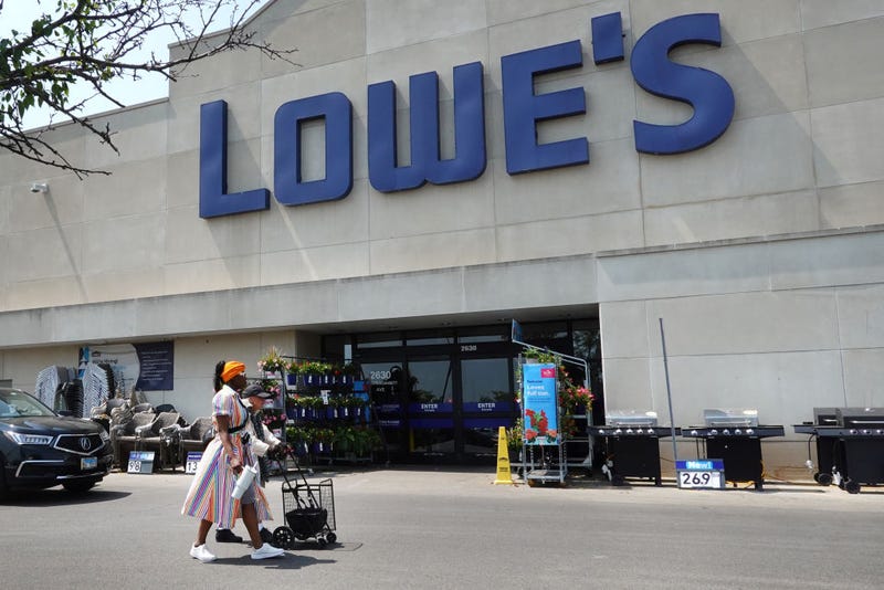 Customers shop at a Lowe's store on May 23, 2023 in Chicago, Illinois. Despite reporting a 4.3% drop in comparable sales for the quarter ending May 5, Lowe's beat Wall Street’s revenue and earnings expectations driving the stock price higher in today's trading. 