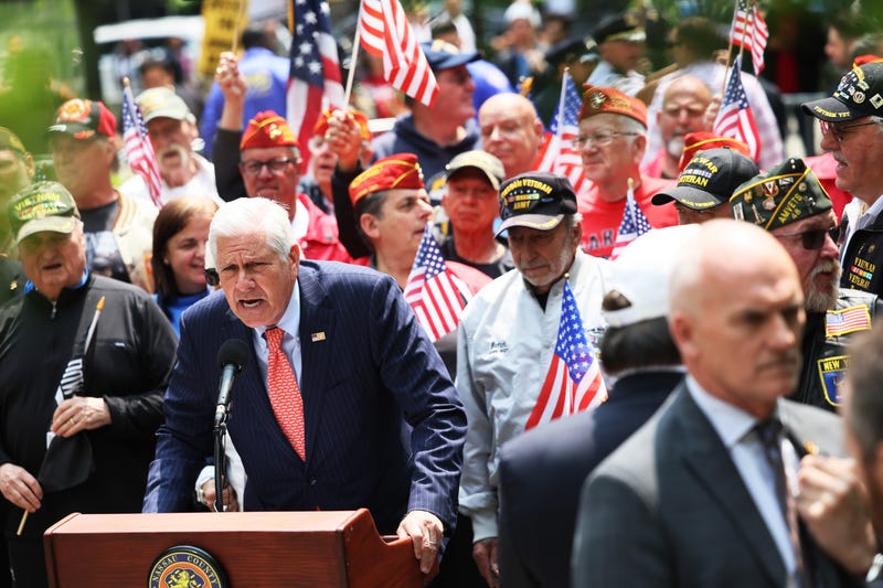 Nassau County Executive Bruce Blakeman speaks during a rally in support of Daniel Penny at Collect Pond Park on May 24, 2023