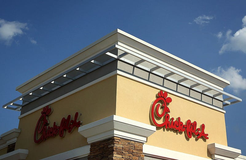 The signs of a Chick-fil-A are seen July 26, 2012 in Springfield, Virginia. 