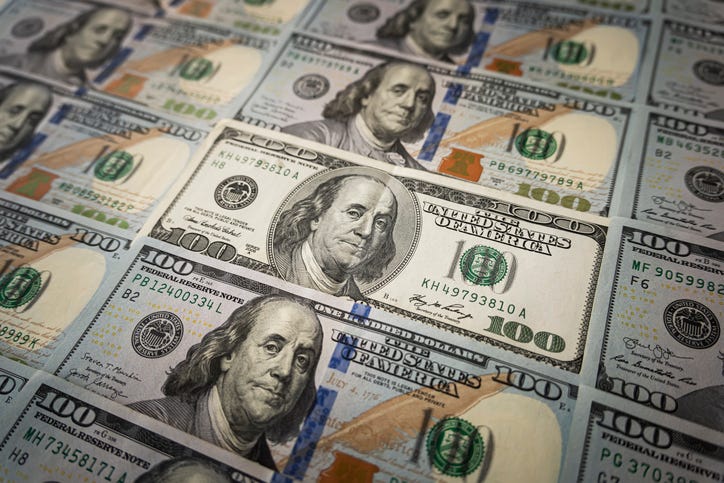 $100 bills are pictured