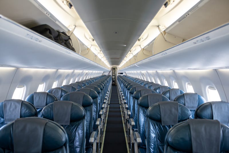 Inside empty passenger aircraft cabin