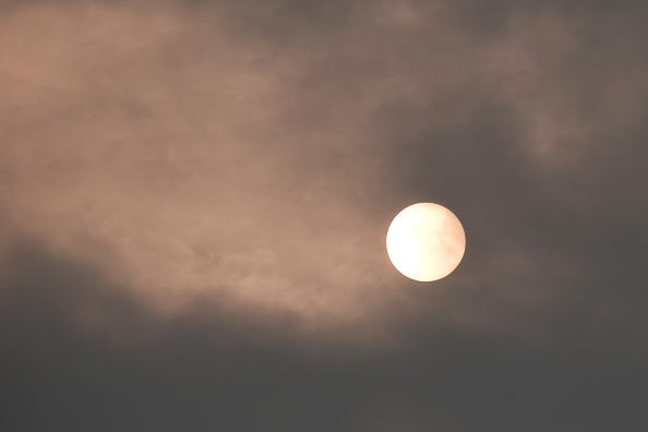 Hazy sky due to wildfire smoke