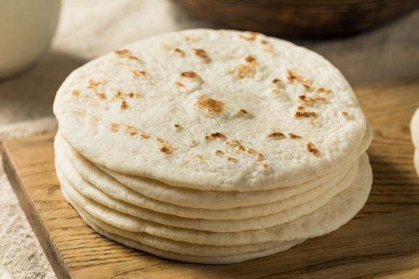 Stack of flour tortillas
