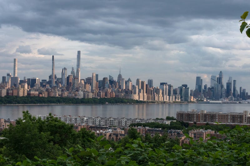 Part of the Manhattan skyline is seen on June 9, 2023, as seen from Cliffside Park, New Jersey