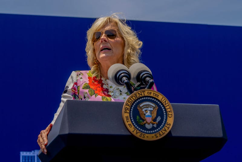 First lady Jill Biden speaks at the Pride Month celebration on the South Lawn of the White House on June 10, 2023 in Washington, DC.