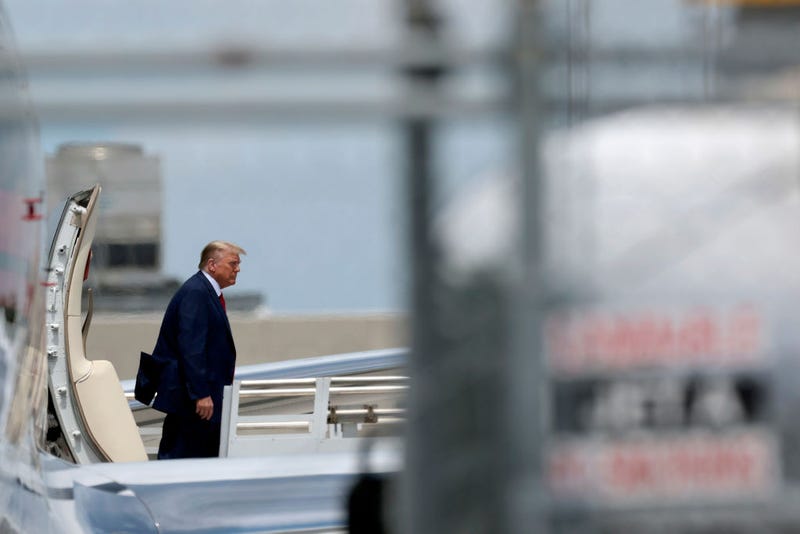 Republican presidential candidate former U.S. President Donald Trump arrives at the Miami International Airport June 12, 2023 in Miami, Florida.