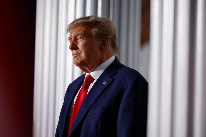 Former U.S. President Donald Trump delivers remarks outside the clubhouse at the Trump National Golf Club on June 13, 2023 in Bedminster, New Jersey.