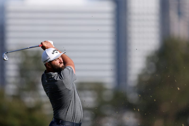 Jon Rahm of Spain plays a second shot on the 12th hole during the second round of the 123rd U.S. Open Championship at The Los Angeles Country Club on June 16, 2023 in Los Angeles.  