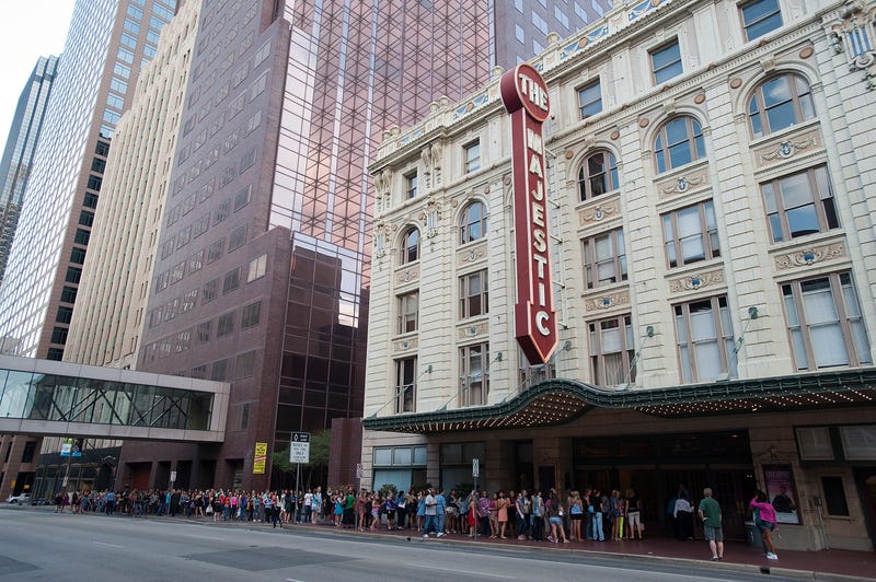 Fans line up outside The Majestic Theater before the taping of CW's "The Next" on August 7, 2012, in Dallas, Texas.