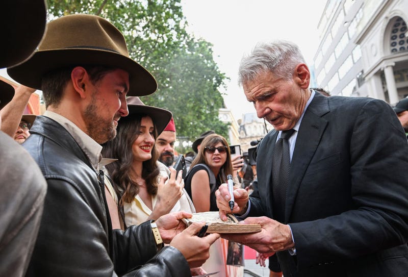 Harrison Ford attends the UK Premiere of Lucasfilm' "Indiana Jones and the Dial of Destiny" at Cineworld Leicester Square on June 26, 2023 in London, England. 