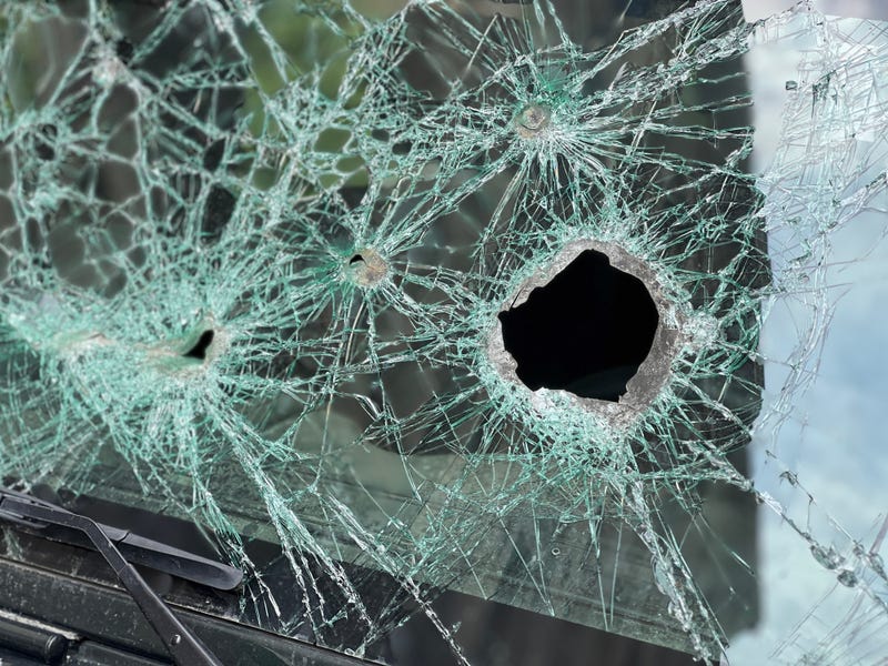 Bullet hole in glass 