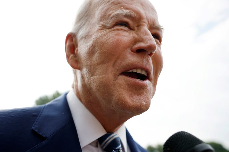 U.S. President Joe Biden talks to reporters as he departs the White House on June 28, 2023 in Washington, DC. Biden is traveling to Illinois to speak on what the administration has dubbed “Bidenomics" and to attend a campaign fund raiser before returning to Washington later in the evening.