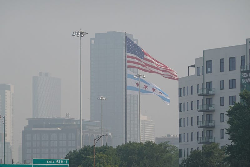 Wildfire smoke clouds the Chicago skyline