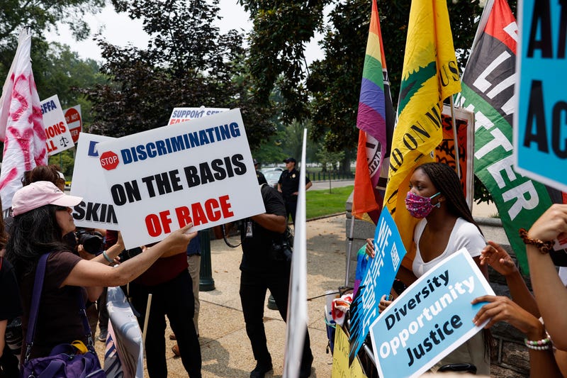 Protesters for and against affirmative active demonstrate in Washington, D.C., on June 29, 2023.