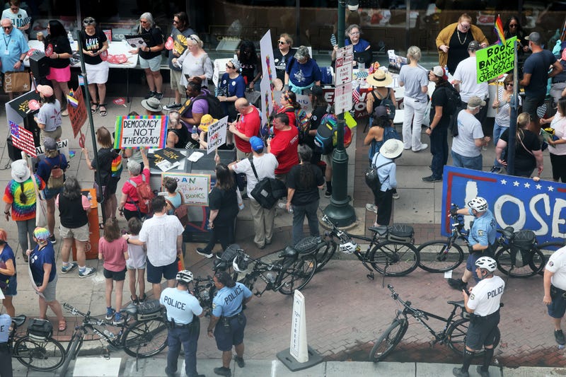 The Moms for Liberty Joyful Warriors national summit, a self-labeled "parental rights" summit, drew protestors in Philadelphia calling parent-driven bans on books about race, gender, and sexuality an ideological overreach.