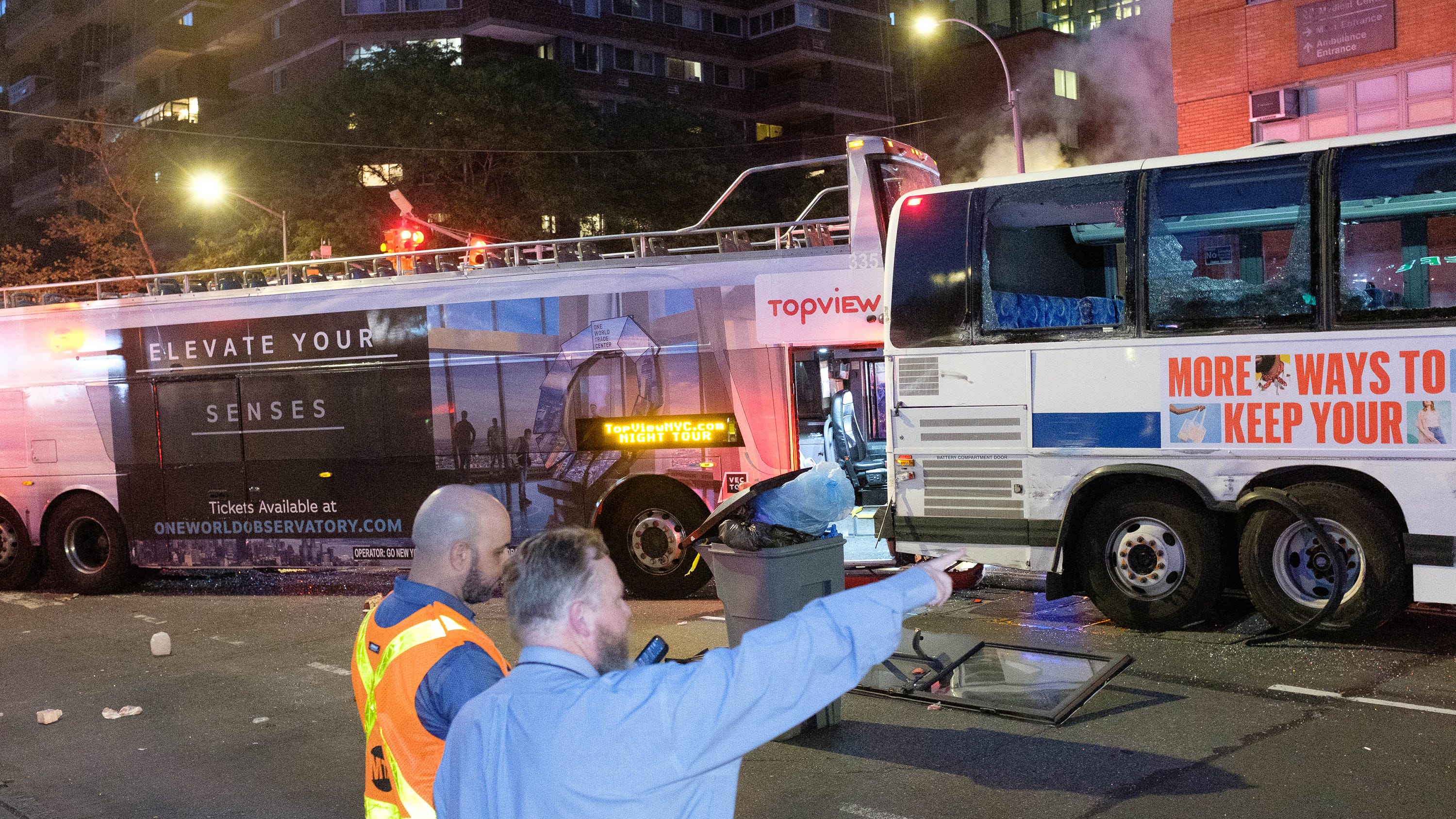 27 hospitalized after NYC crash involving city bus, tour bus