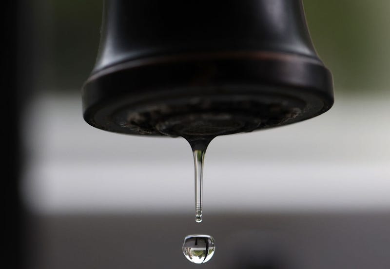 In this photo illustration, a drop of water falls from a tap on July 06, 2023 in San Anselmo, California.