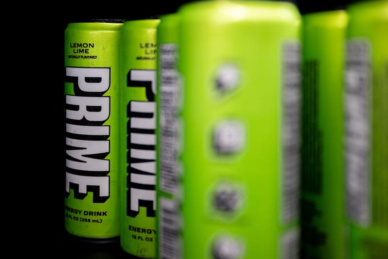 PRIME energy drinks are displayed for sale on shelves at a Walmart Supercenter on July 10, 2023 in Austin, Texas. U.S. Senate Majority Leader Charles Schumer (D-NY) has called on the Food and Drug Administration to investigate Youtube stars Logan Paul and KSI's energy drink PRIME. The call for the investigation comes after Schumer claimed that the high caffeine-based beverage is being targeted at children. (Photo by Brandon Bell/Getty Images)