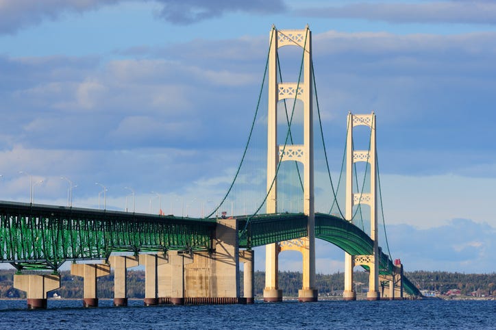 Picture of the Mackinac Bridge during the day.