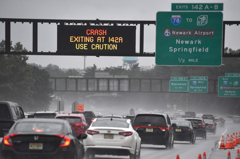 Traffic is seen on the Garden State Parkway in Newark