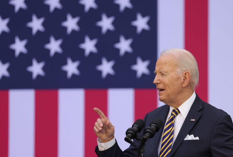 President Joe Biden speaks to a crowd at Vilnius University on July 12, 2023 in Vilnius, Lithuania. Biden, who was in Vilnius to participate in the 2023 NATO Summit, lauded Lithuania and the Baltic countries for attaining freedom following the collapse of the Soviet empire. (Photo by Sean Gallup/Getty Images)