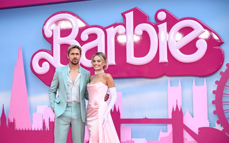Ryan Gosling and Margot Robbie attend the "Barbie" European Premiere at Cineworld Leicester Square on July 12, 2023 in London, England.