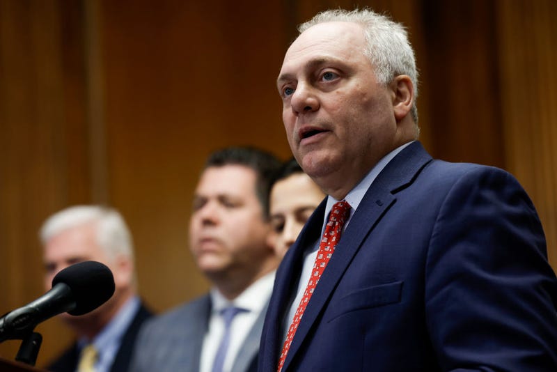 U.S. House Majority Leader Rep. Steve Scalise (R-LA) speaks to reporters during a news conference after the passage of the National Defense Authorization Act (NDAA) at the U.S. Capitol Building on July 14, 2023 in Washington, DC. 