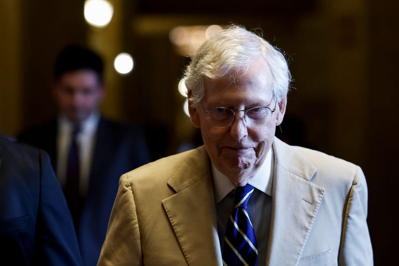 U.S. Senate Minority Leader Mitch McConnell (R-KY) walks to give remarks on the floor of the Senate Chambers at the U.S. Capitol Building on July 25, 2023 in Washington, DC. 