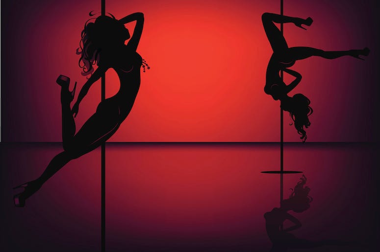 Silhouette of strip club