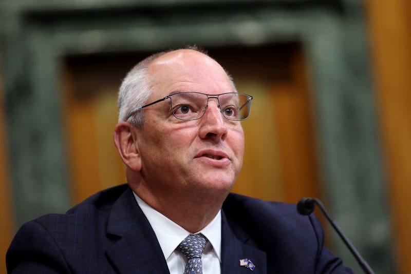 Louisiana Gov. John Bel Edwards testifies before the Senate Budget Committee at the Dirksen Senate Office Building on July 26, 2023 in Washington, DC. The Committee held the hearing to examine the fiscal consequences of climate change on infrastructure (Photo by Kevin Dietsch/Getty Images)