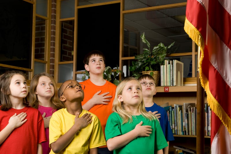 Students saying pledge of allegiance