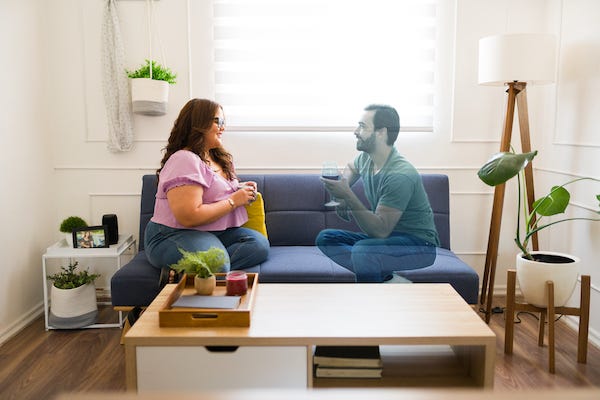 Woman on a date with a virtual man