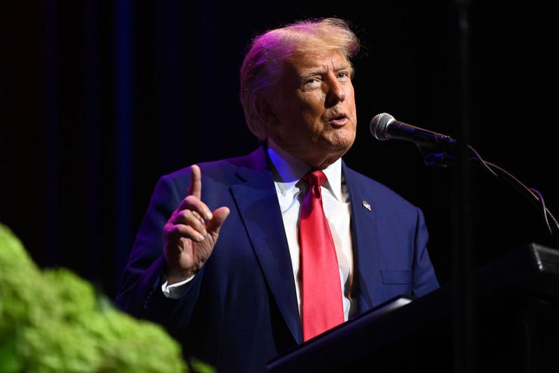 Former U.S. President Donald Trump speaks during the Alabama Republican Party’s 2023 Summer meeting at the Renaissance Montgomery Hotel on August 4, 2023 in Montgomery, Alabama. Trump's appearance in Alabama comes one day after he was arraigned on federal charges in Washington, D.C. for his alleged efforts to overturn the 2020 election. (Photo by Julie Bennett/Getty Images)