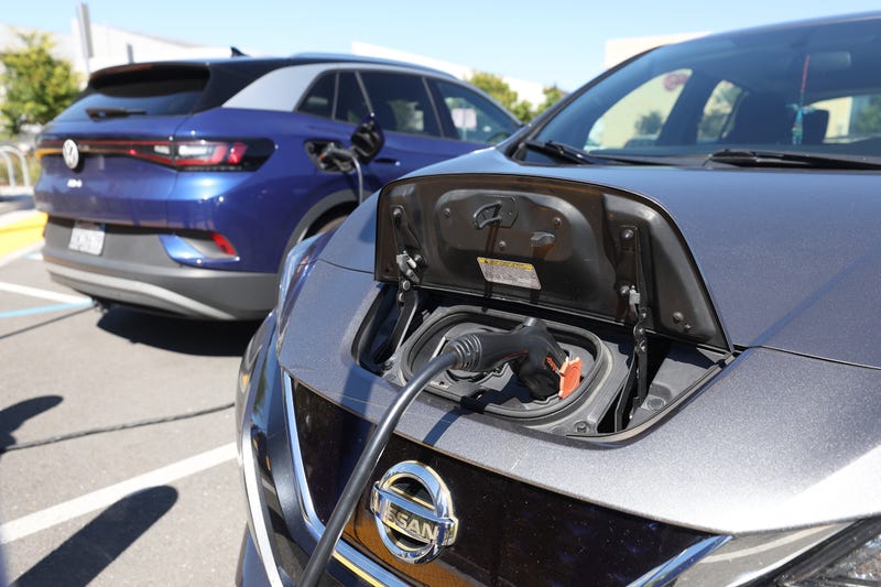 parked electric car charging
