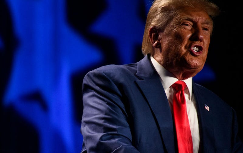 Former President Donald Trump speaks as the keynote speaker at the 56th Annual Silver Elephant Dinner hosted by the South Carolina Republican Party on August 5, 2023 in Columbia, South Carolina. President Trump was introduced by South Carolina's Governor Henry McMaster. (Photo by Melissa Sue Gerrits/Getty Images)