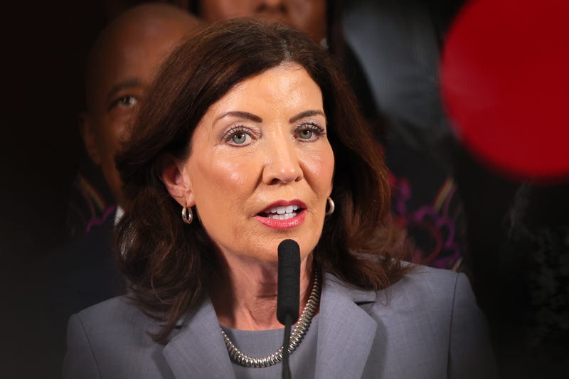 Gov. Kathy Hochul speaks during a press conference on gun violence prevention and public safety in New York City on July 31, 2023