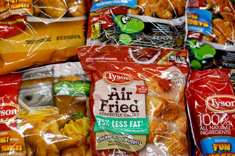 Tyson Foods frozen chicken products sit in a refrigerated section of a Safeway store in Washington, D.C