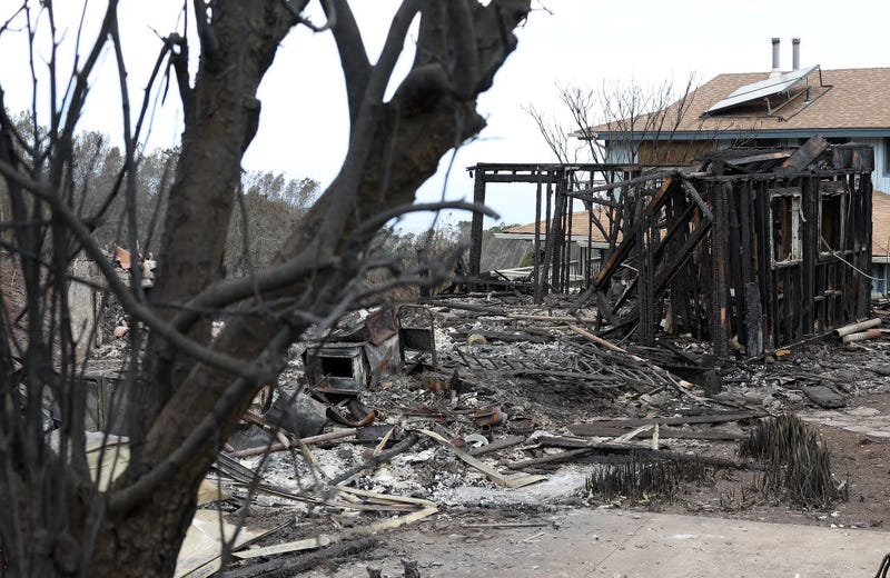 A view of a home that was destroyed by a wildfire on August 11, 2023 in Kula, Hawaii. 