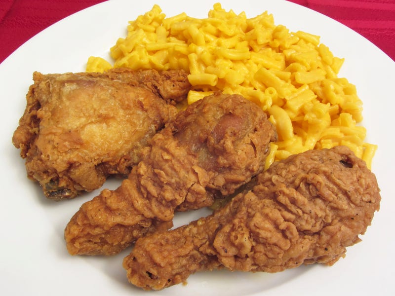 Fried chicken and mac & cheese