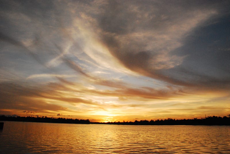 Lake, Sunset, Heat, Weather