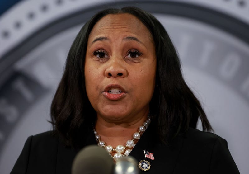 Fulton County District Attorney Fani Willis speaks during a news conference at the Fulton County Government building on August 14, 2023 in Atlanta, Georgia.